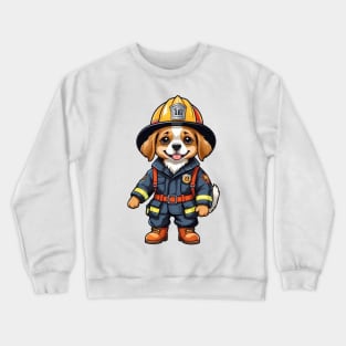 A Cute Firefighter Dog Crewneck Sweatshirt